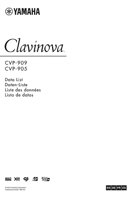 yamaha雅马哈CVP-909_CVP-905 Data List
